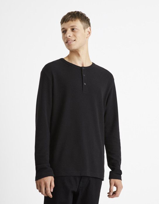 T-shirt col henley 100% coton