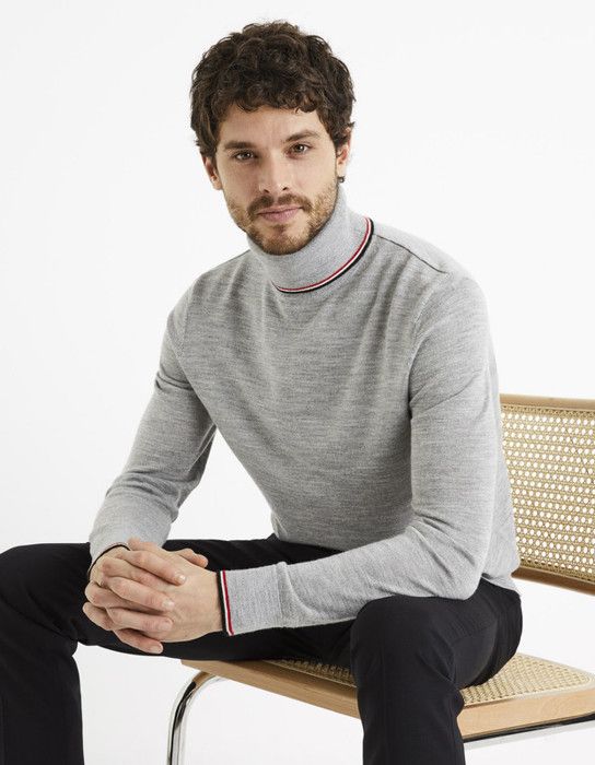 Pull col roulé laine mélangé