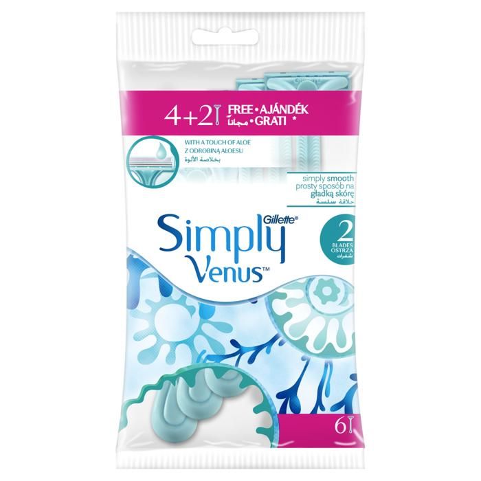 Rasoir jetable - Simply Venus - 6 unités - Pour peaux normales - Femme