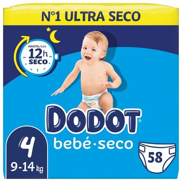 Dodot Bebe Seco Couches Bébé Taille 4 (9-14kg), 58 unités