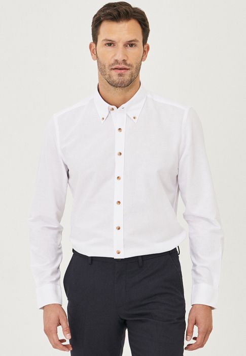AC&Co - Chemise Blanche - Slim Fit - Col Boutonné