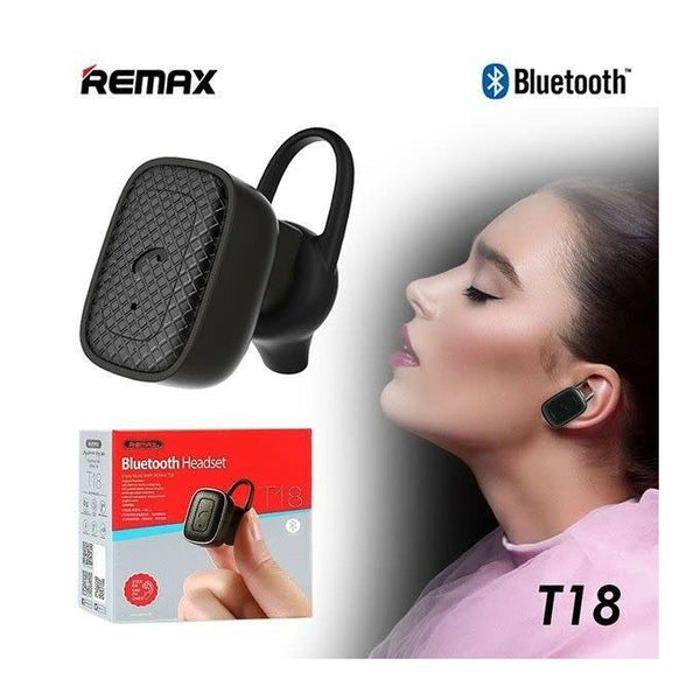 Ecouteur seule oreillette NOIR Bluetooth Mini, Son Clair Oreillette Remax T18