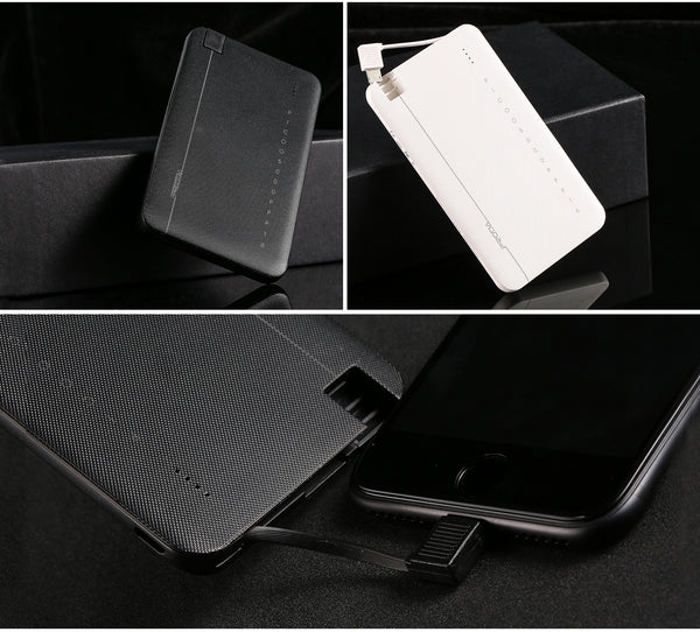 Power Bank BLANC 5000mAh Cable 2 en 1 integre (Iphone / Micro) et port USB unique REMAX PPP-16