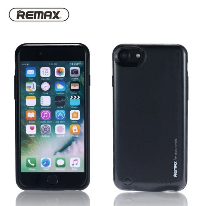 Coque Power Bank NOIR 3400mAh Pour iPhone 7 plus / 8 plus Energy Jacket REMAX PN-02