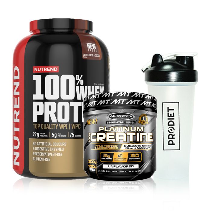 Nutrend 100% Protein 2,250kg +Platinum 100% creatine 400 G + Shaker Gratuit