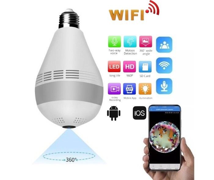 V380 pro Fisheye 360 degree VR panoramic camera 3MP P2P Wireless WIFI Bulb camera