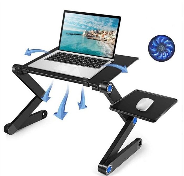 Multifonctionnel Table support réglable, pliable et ergonomique pour ordinateur portable, avec deux ventilateurs, pour Notebook