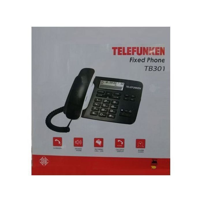 Téléphone Fixe Fil POSTE TELEPHONIQUE TELEFUNKEN TB301 B/W