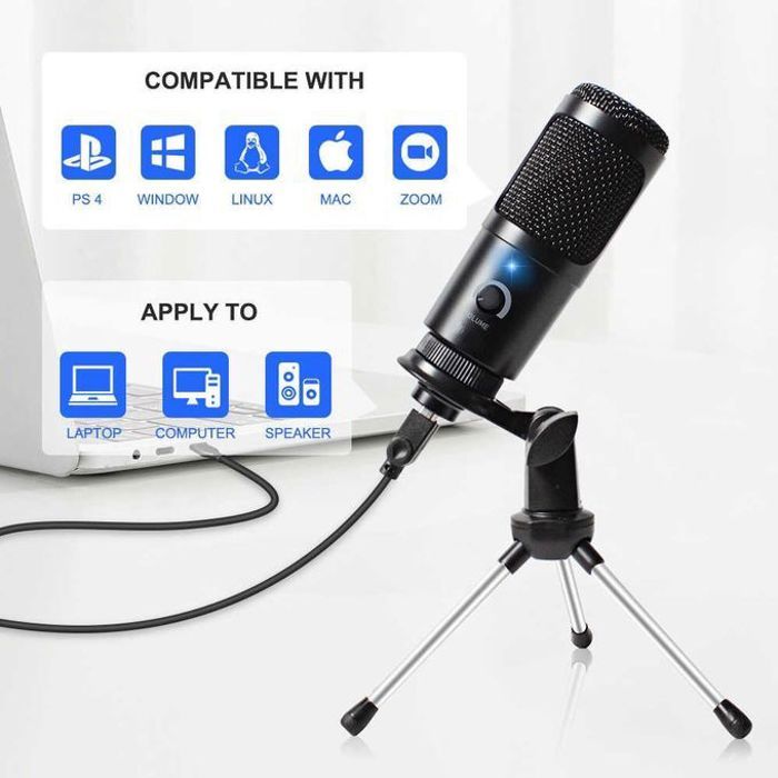 Microphone professionnel à cndensateur USB, pour PC, ordinateur portable, Studio, Podcasting, YouTube, enregistrement vidéo