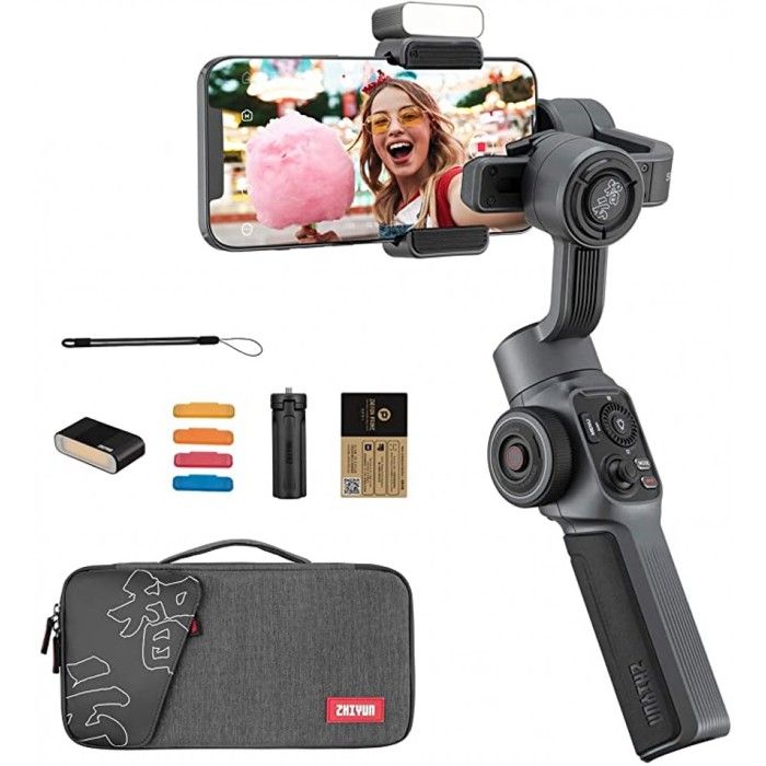 Stabilisateur de cardan de poche pliable à 3 axes smooth 5 Atom pour GoPro Hero iPhone Smartphone et charge sans fil