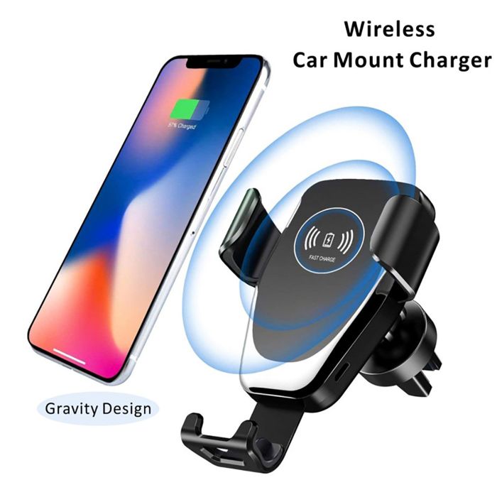 2in1 Support de voiture sans fil pour chargeur de voiture support de téléphone pour grille d'aération de voiture serrage automatique