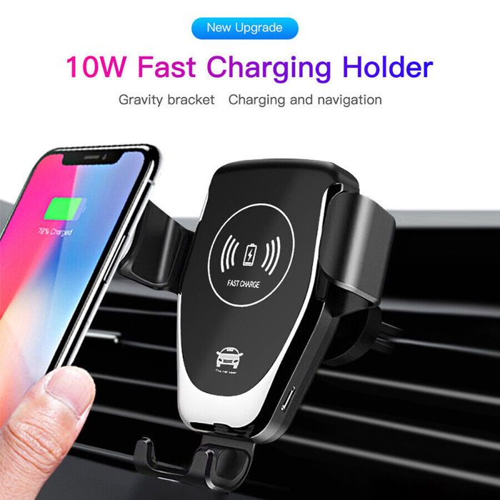2in1 Support de voiture sans fil pour chargeur de voiture 10w pour grille d'aération de voiture serrage automatique