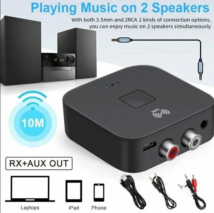 Récepteur Audio Bluetooth 5.0 RCA APTX, adaptateur de musique sans fil avec prise AUX, 3.5mm, NFC, pour d'ordinateur TV voiture..