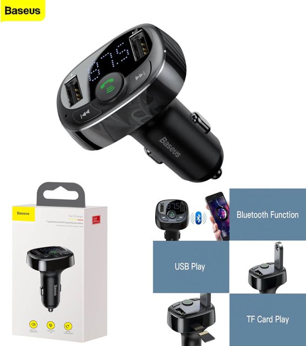 transmetteur FM compatible Bluetooth, Kit mains libres pour téléphone portable, lecteur MP3 avec chargeur de téléphone de voiture