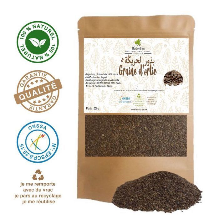 Graines D'Ortie Super Aliment 200G - Antioxydants, Energie, Dépression