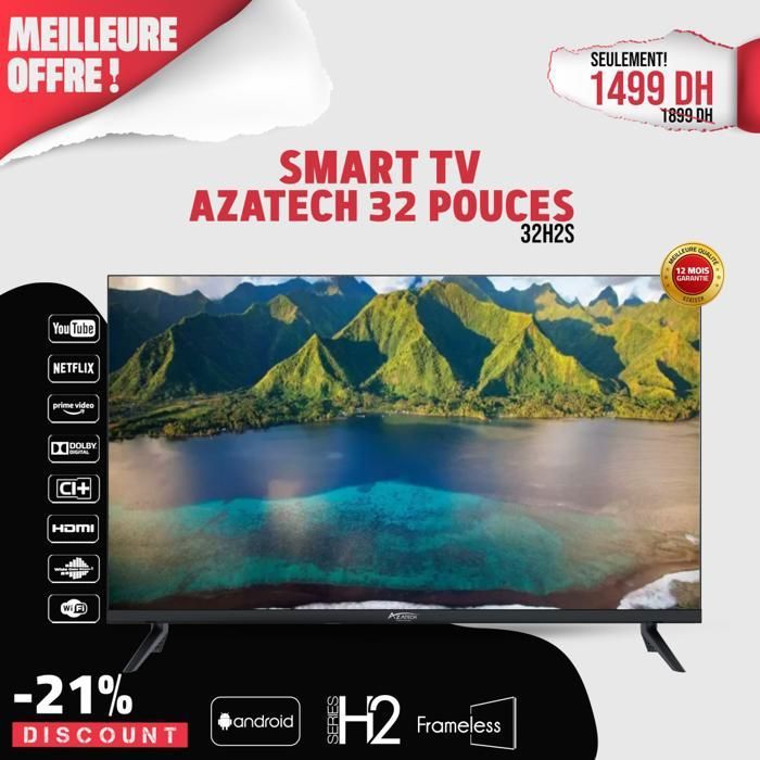 Smart Téléviseur 32" SMART TV 32H2S FRAMELESS
