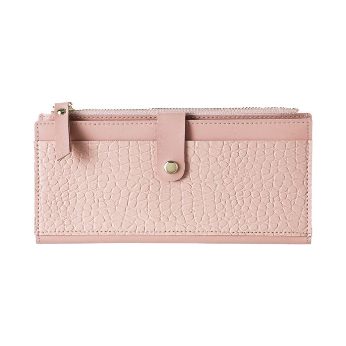 Portefeuille long pour femmes avec fermeture à glissière (rose)
