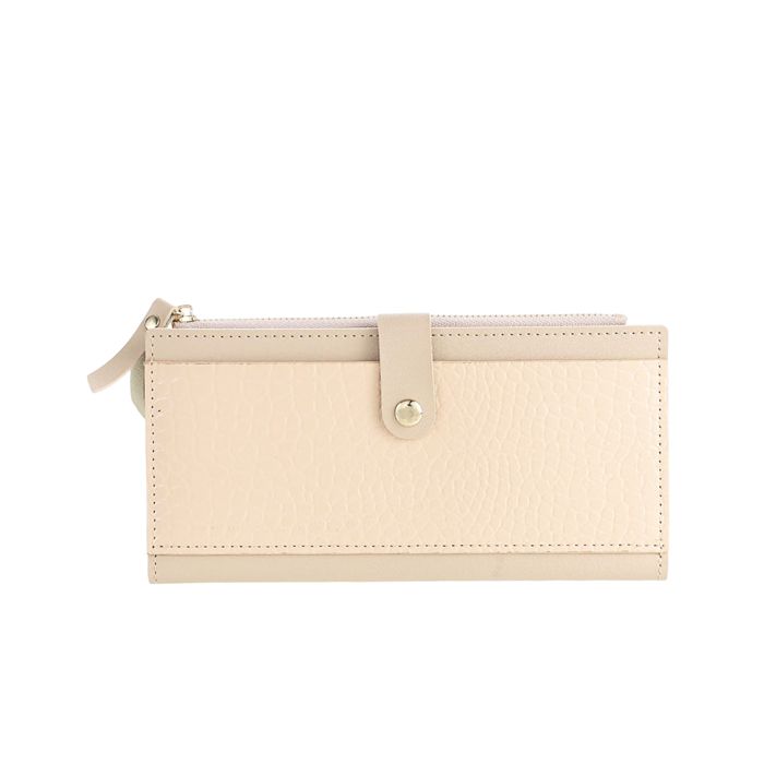 Portefeuille long pour femmes avec fermeture à glissière (beige)