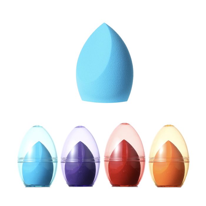 Éponge de maquillage double inclinée avec récipient coloré