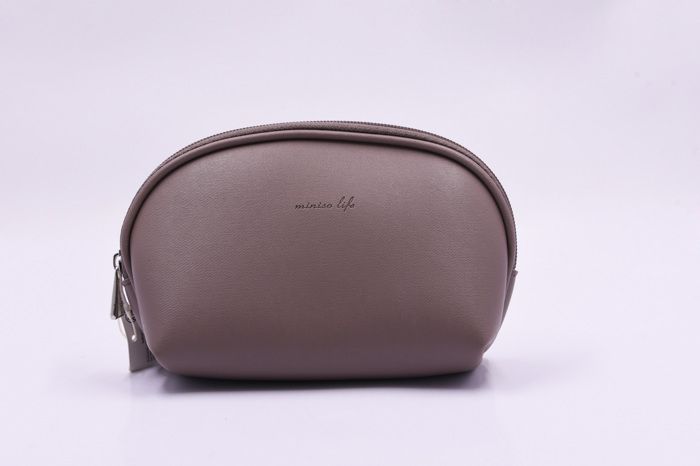 Trousse de maquillage simple demi-cercle (marron foncé)