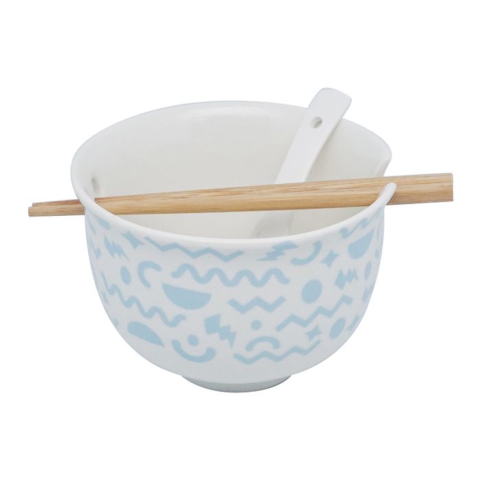 Bol à nouilles de style japonais avec cuillère et baguettes, 450 ml (bleu)