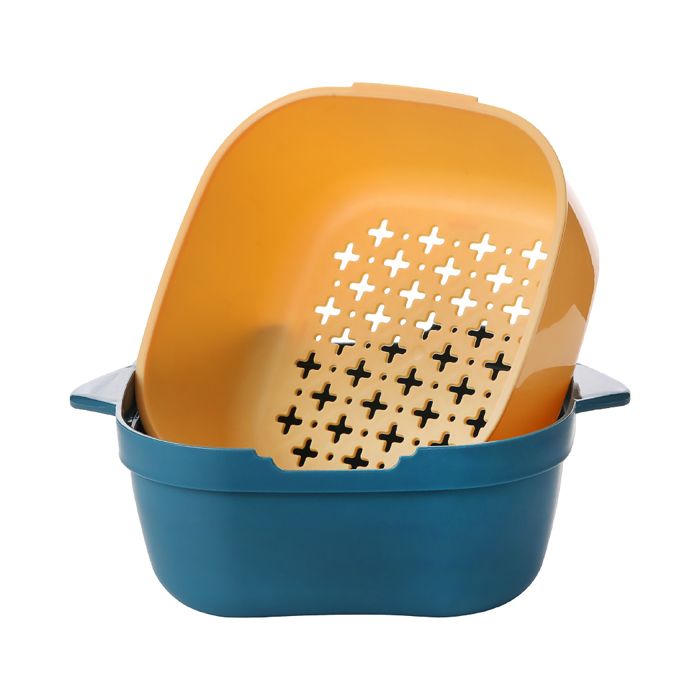 Passoire de cuisine 2 en 1, 1300 ml (bleu et jaune)