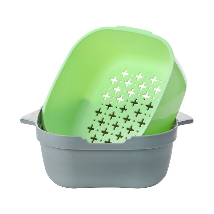 Passoire de cuisine 2 en 1, 1300 ml (gris et vert)