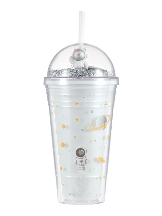 Bouteille double paroi Star Series avec paille 420 ml (blanc)