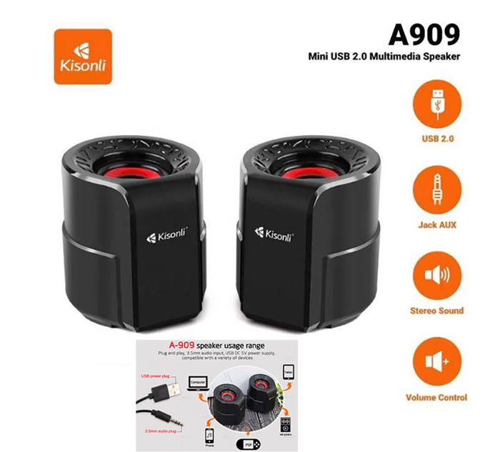 Mini haut-parleurs Portable avec Enceinte Multimédia USB 2.0 pour PC ou Laptop