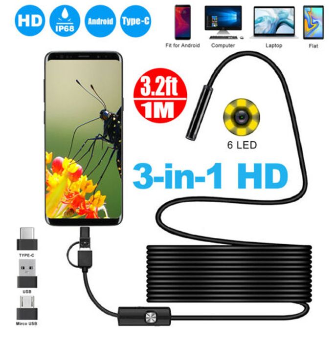 Caméra endoscopique USB et v8 micro pour Inspection tuyau Flexible 480P double objectif pour PC Android ordinateur portable Macbook