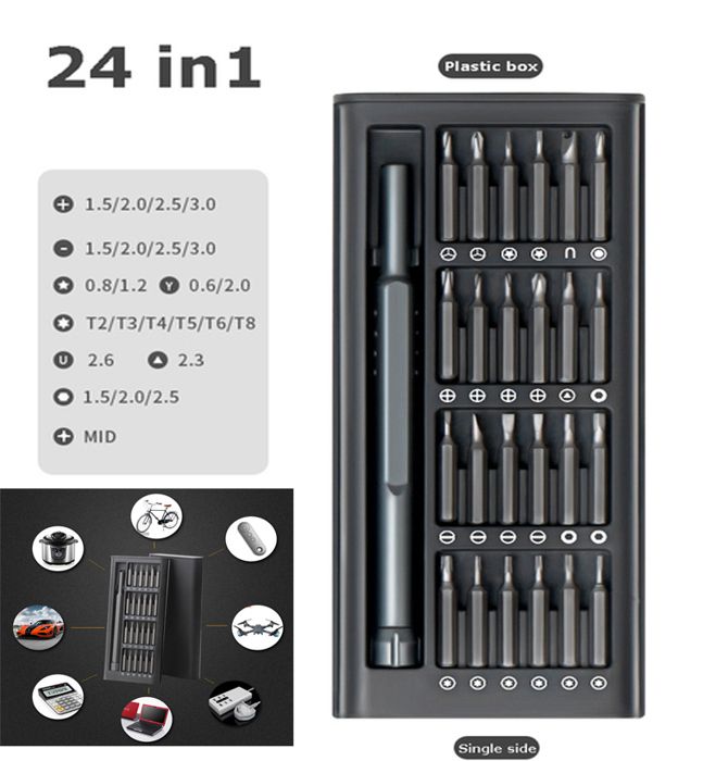 24 en 1 Kit de tournevis de précision Mini tournevis professionnels, jeu d'embouts, tournevis à poignée magnétique