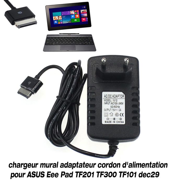 PC chargeur mural adaptateur cordon d'alimentation pour ASUS Eee Pad TF201 TF300 TF101 dec29