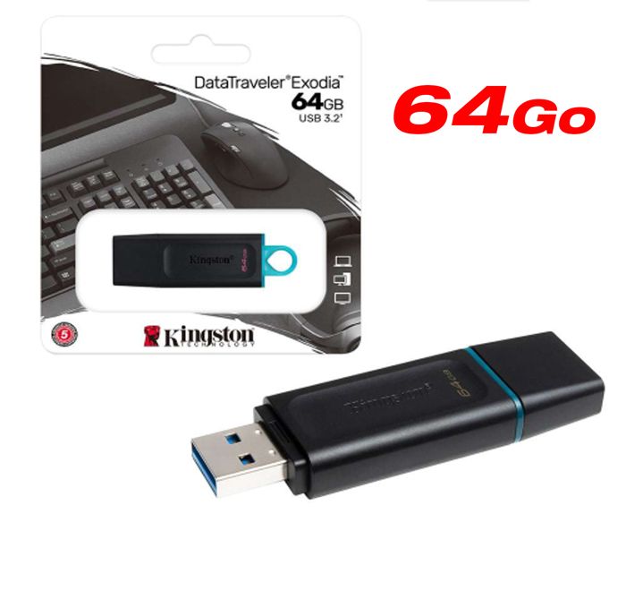 DataTraveler Exodia Clés USB 3.2 64 Go Clé USB haute vitesse de type A Gen 1 pour ordinateurs, ordinateurs portables, PC
