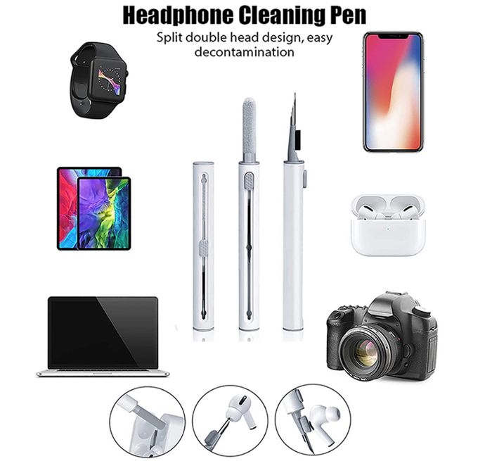 3 en 1 Stylo de nettoyage multifonctionnels pour écouteurs Bluetooth Airpods, clavier, téléphone, caméra