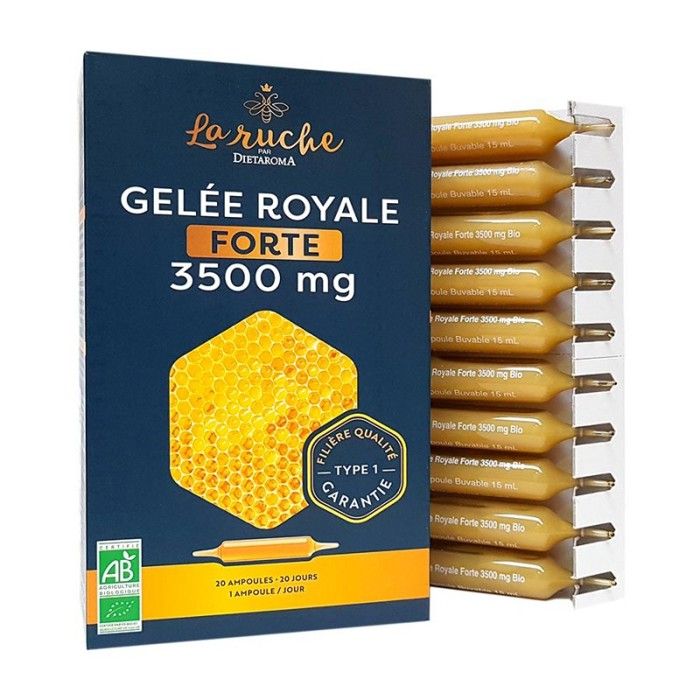 Gelée royale forte La ruche bio 3500 mg - 20 ampoules