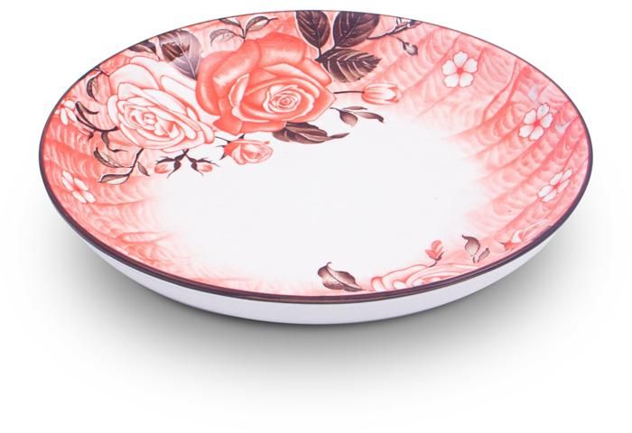 Plat en Porcelaine - MARQUE - 23 cm - Rouge - Compatible lave-vaisselle - 1 pièce