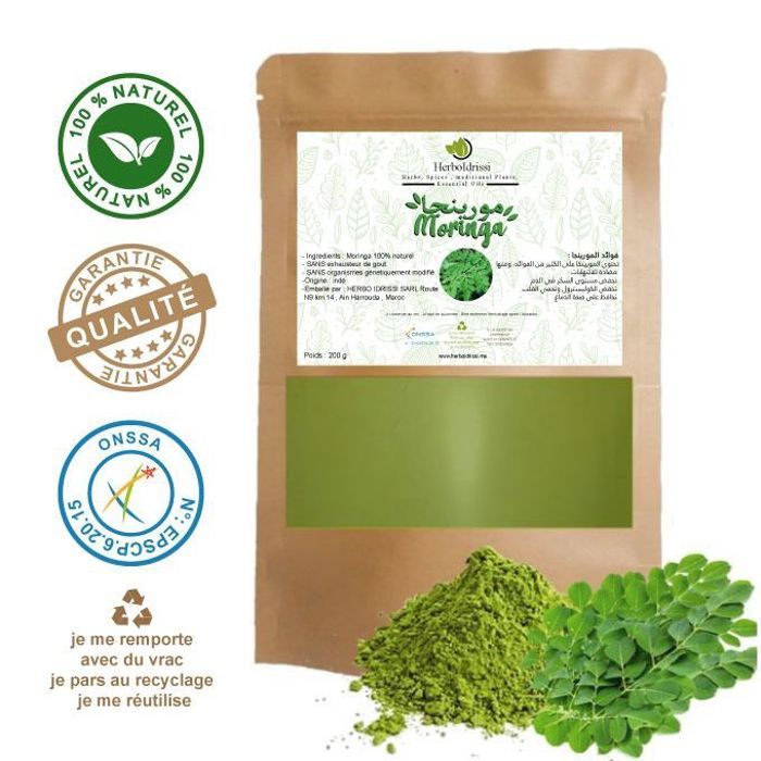 Moringa En Poudre.200 G  Arbre De Vie - Antioxydant - Riche En Protéine