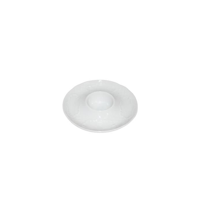 PORTE OEUF PLAT ROND EN CERAMIQUE BLANC
