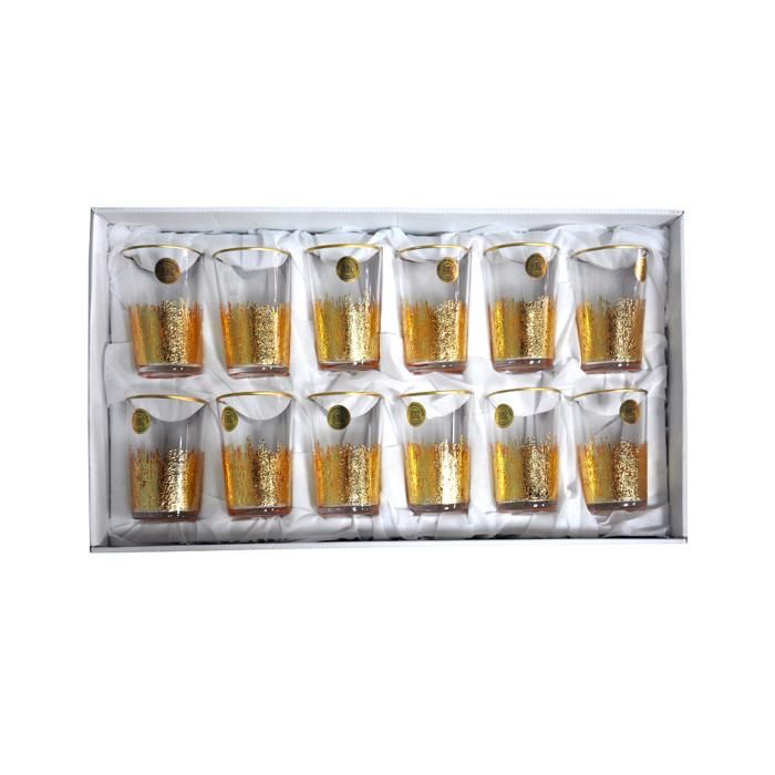 PACK 12 VERRES MURANO   A THE MAROCAINE DORE