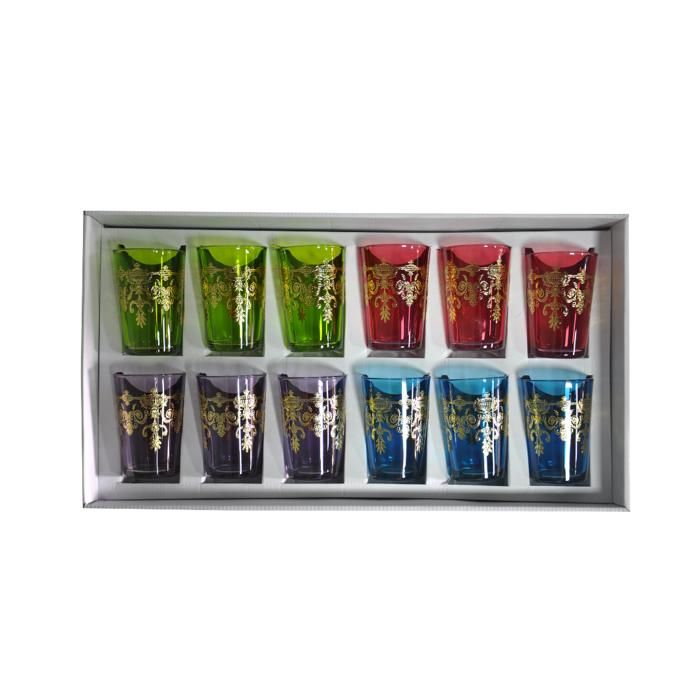SET 12 VERRES  NOMADE A THE MAROCAINE CONIQUE EN COULEUR
