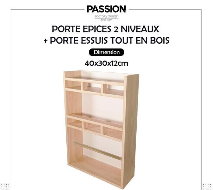 PORTE EPICES ET PAPIER ESSUIE-TOUT DIM: 40X28X12 CM