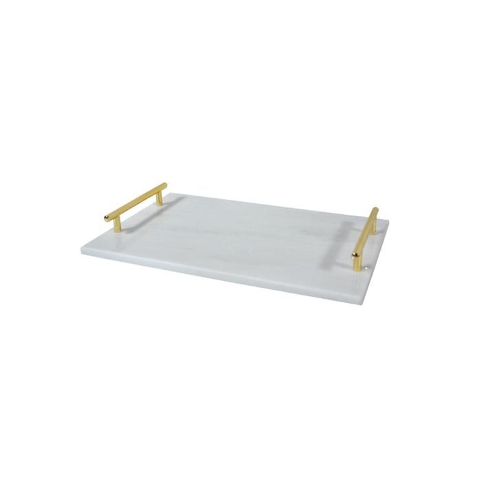 PLATEAU DE PRESENTATION EN MARBRE BLANC 30-20CM ANSES DORE