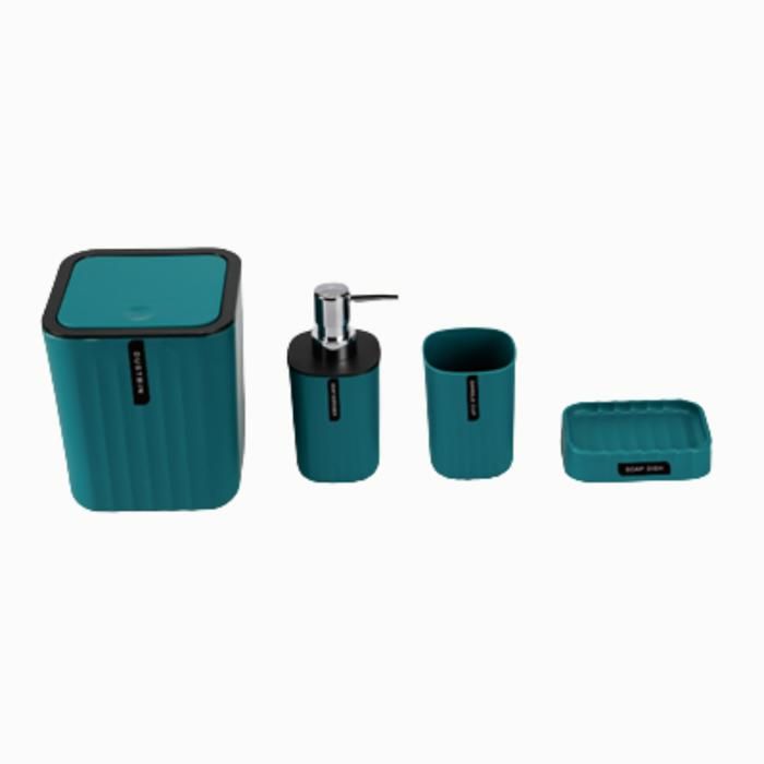 SET ACCESSOIRES SALLE DE BAIN 4 PCS AQUA BLEU UNI