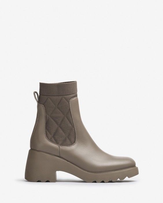 Bottines Chelsea - UNISA - LOSBI - Cuir Beige - Semelle Superlight - Talon 7 cm