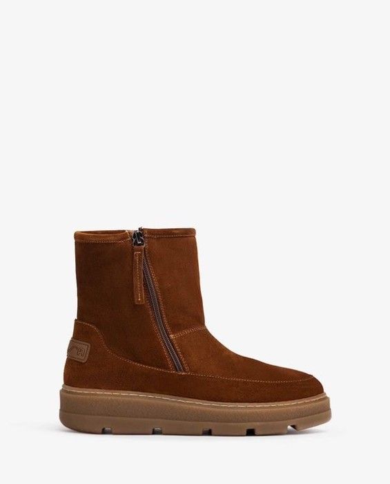 Unisa-Bottines en daim fourrées fourrure douce Marron