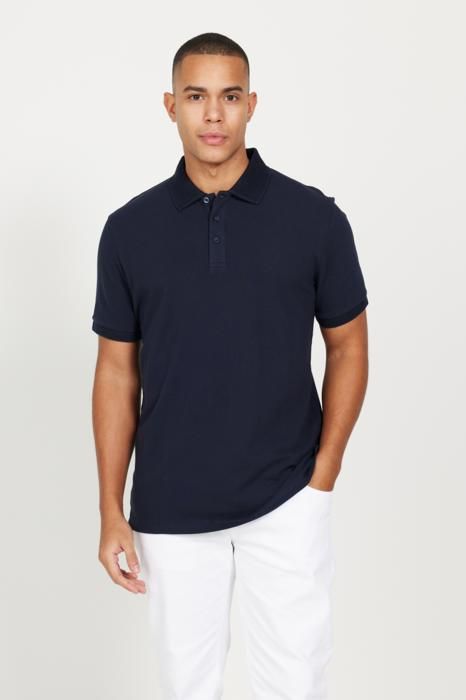 AC&Co - T-shirt vison coupe slim col polo 100% coton manches courtes
