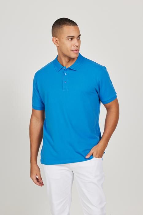 AC&Co - T-shirt bleu roi coupe slim col polo 100% coton manches courtes
