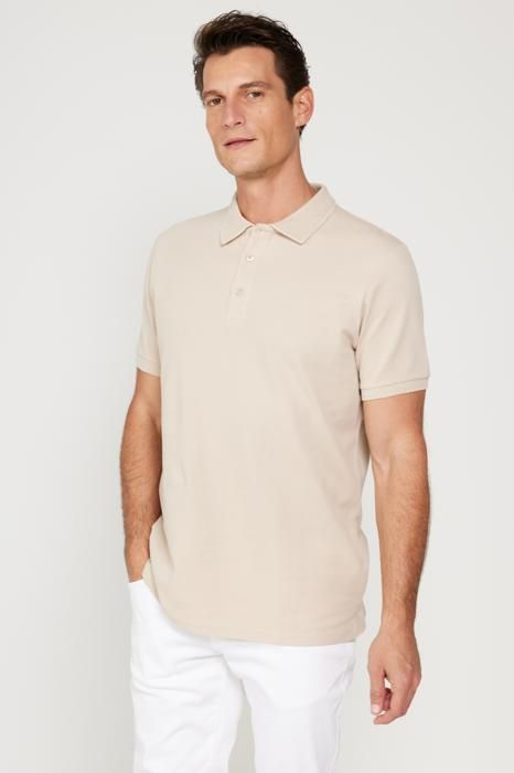 AC&Co - T-shirt Safari à manches courtes 100 % coton coupe slim col polo