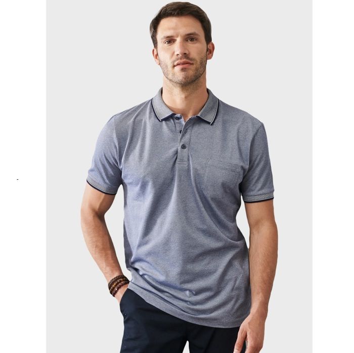 AC&Co - T-shirt bleu marine à poches et col polo coupe standard