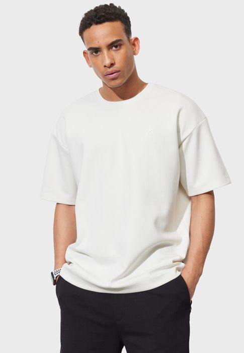 AC&Co - Sweat-shirt Ecru - Oversize - Col rond et manches courtes